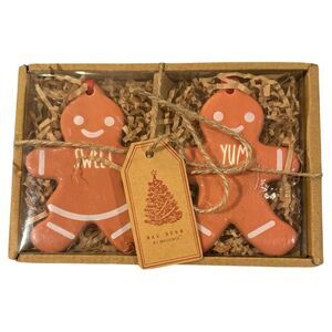 Rae Dunn Christmas Ceramic Ornaments (Gingerbread Kisses/Set of 2) NIB